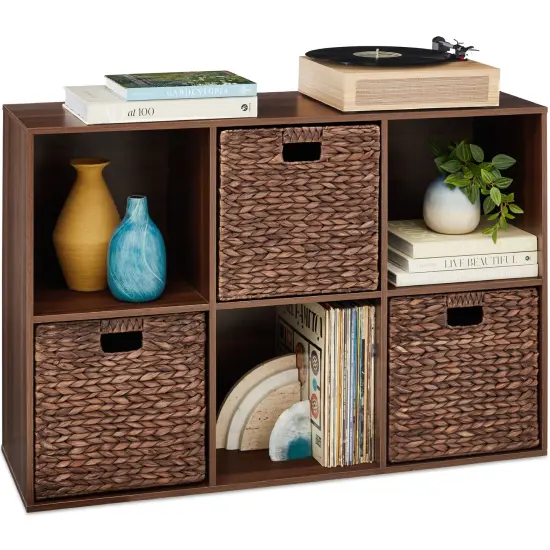 Best Choice Products 6-Cube Bookshelf, 13.5in Display Storage System, Organizer w/ Removable Back Panels Walnut {1}