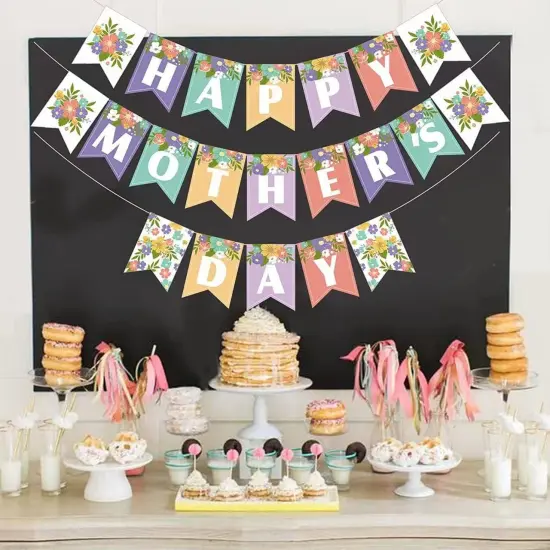 Mother&rsquo;s Day Banner Happy Mom Day Colorful Decorations {4}