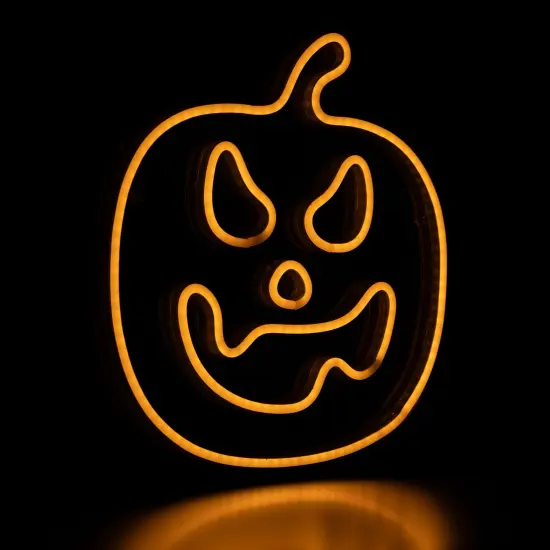Northlight LED Jack-O-Lantern Neon Lighted Halloween Wall or Window Decoration - 15" - Orange {5}