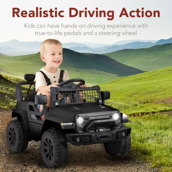 Best Choice Products 6V Kids Ride-On Truck Car w/ Parent Remote Control, 4-Wheel Suspension, LED Lights Black {3}