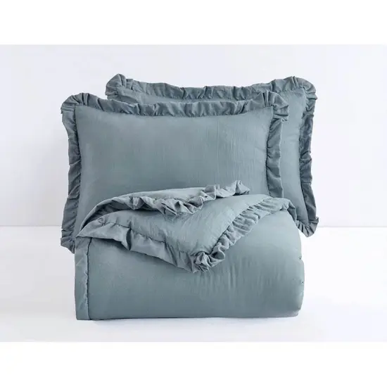 Stone Washed Ruffled Edge Microfiber Comforter Set {10}