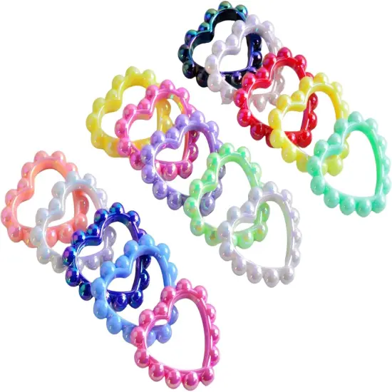 24pcs Acrylic 3D Hollow Heart Focals Beads {3}