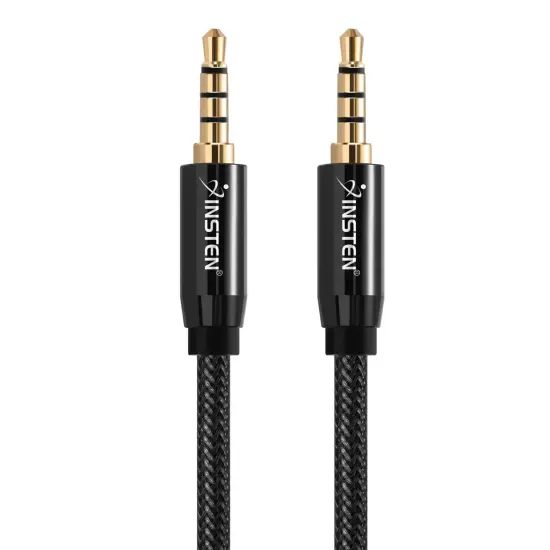3.5mm Audio Cable, Male to Male, TRRS Stereo with Microphone, Nylon Braided Jacket (10 Feet, Black) {4}