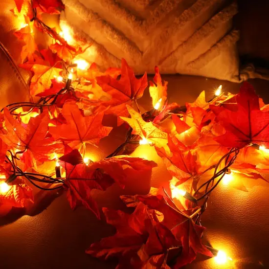 Fall Garland with Plug in String Lights - 50 Bulbs {2}