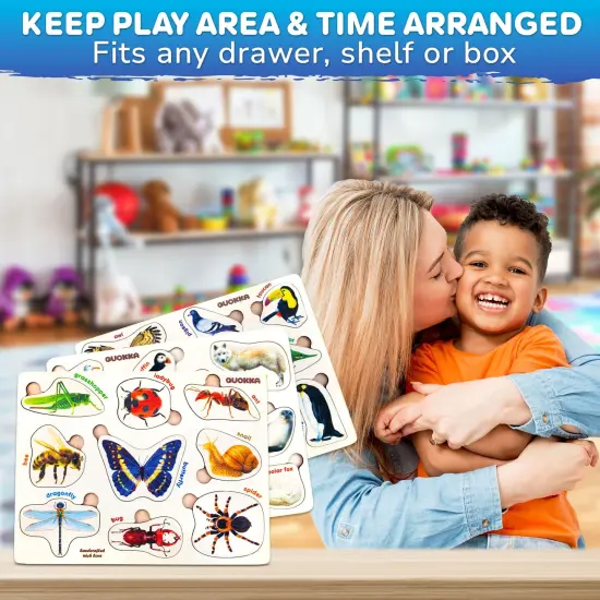 Wooden Real Puzzles for Toddlers | Insects, Arctic Animals {5}