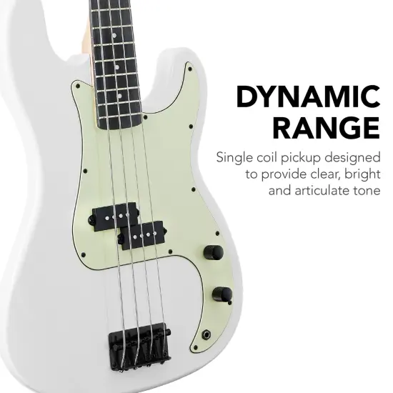 Best Choice Products Full Size Beginner 4-String Electric Guitar Bass Guitar w/ Padded Case White/Mint {3}