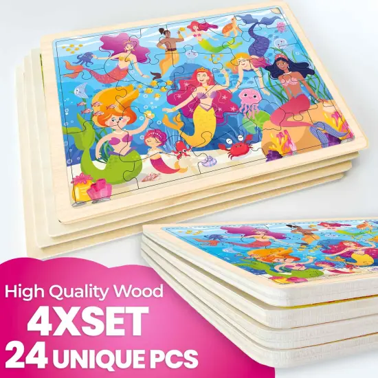 4 Set Wooden Puzzles for Toddlers | Mermaids, Princesses & Unicorns {3}