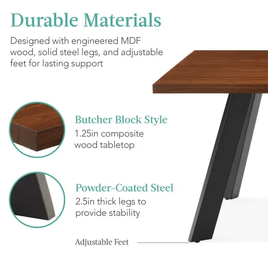 Best Choice Products 47 to 63in Modern Extendable Dining Table for 2-6 People w/ Leaf Extension, 2 Locks Brown {5}