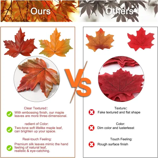 500PCS Artificial Maple Fall Leaves {2}