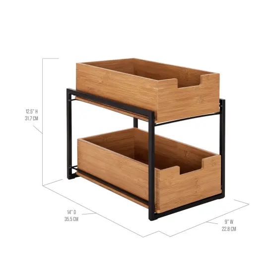Seville Classics 2-Tier Bamboo Sliding Baskets Black {4}
