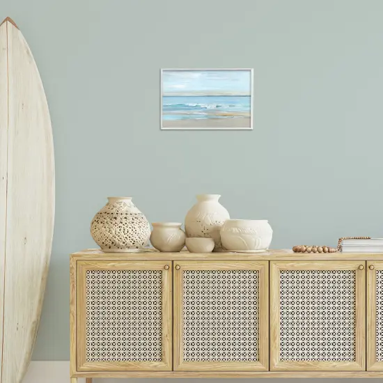 Stupell Industries Restless Beach Waves Abstraction Framed Giclee By Sally Swatland {2}