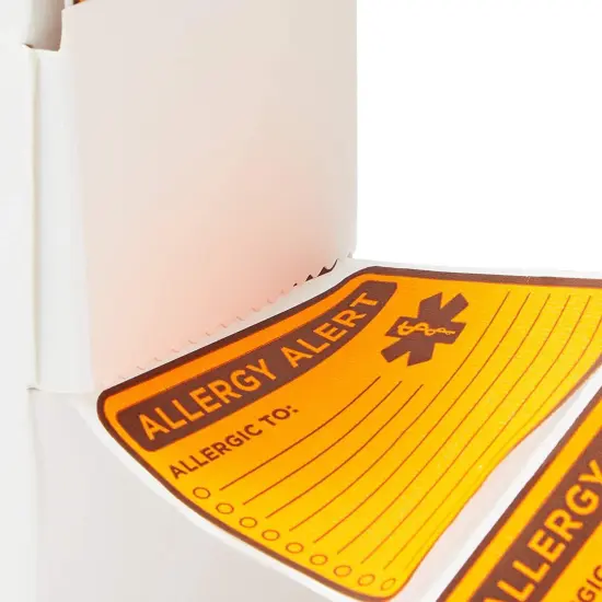 Allergy Labels with Sticker Roll Dispenser (2 x 2 In, Neon Orange, 1000 Pack) {5}