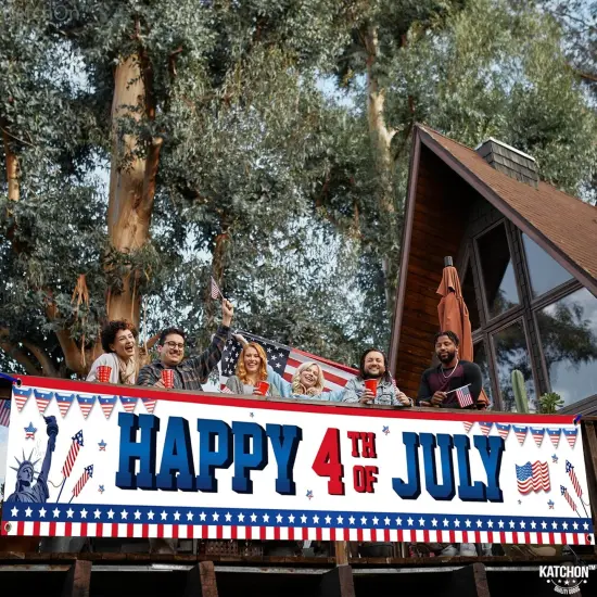 120x20 Inch, 4th of July Yard Banner (white) {4}