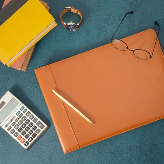 7-Ring Business Check Binder with Zipper for Checkbooks Organization, Brown Zippered Portfolio Organizer, Professional PU Leather Folder Holder for Documents, Cards (15 x 11 x 0.01 inches) {3}