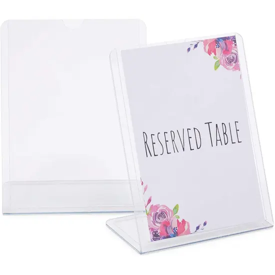 Clear Slant Back Plastic Sign Holder, Vertical Display Stand (5 x 7 in, 6 Pack) {5}