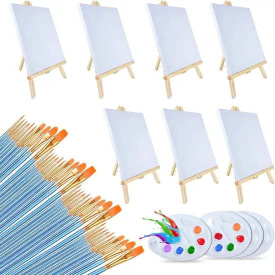 58 Pcs Canvas Painting Supplies Kit with Easels for Adults&Kids {1}
