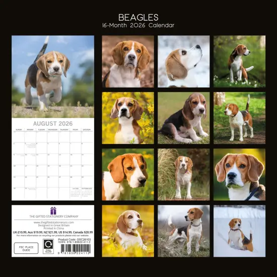 The Gifted Stationary 2026 Square Wall Calendar, Beagles, 16-Month Animals Theme Hanging Calendar with 180 Reminder Stickers, Month Planner for Home, or Creative Spaces, 12x12 In Multicolor {4}