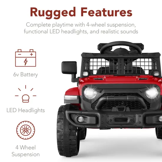Best Choice Products 6V Kids Ride-On Truck Car w/ Parent Remote Control, 4-Wheel Suspension, LED Lights Red {6}