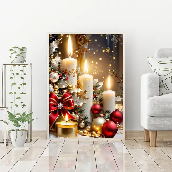Christmas Diamond Painting Kits for Adults, Christmas Candles Diamond Art (12x16inch) {4}
