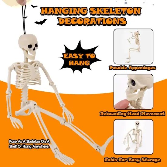 1PCS Halloween Skeleton Decorations, 16" Halloween Full Body {2}