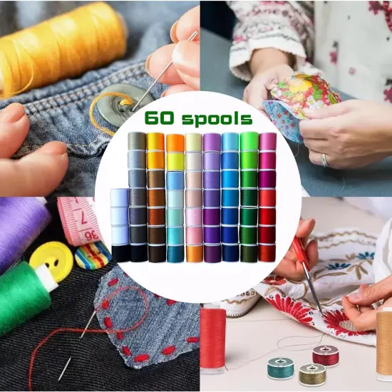 60 spools Sewing Thread Kits Polyester for Hand & Machine Sewing {5}