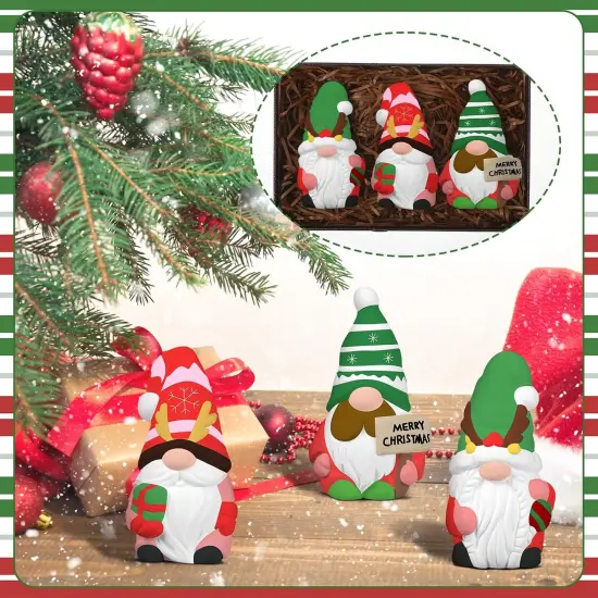 3 Pack Christmas Winter Gnome Ready to Paint Your Own Gnome Statues, {3}