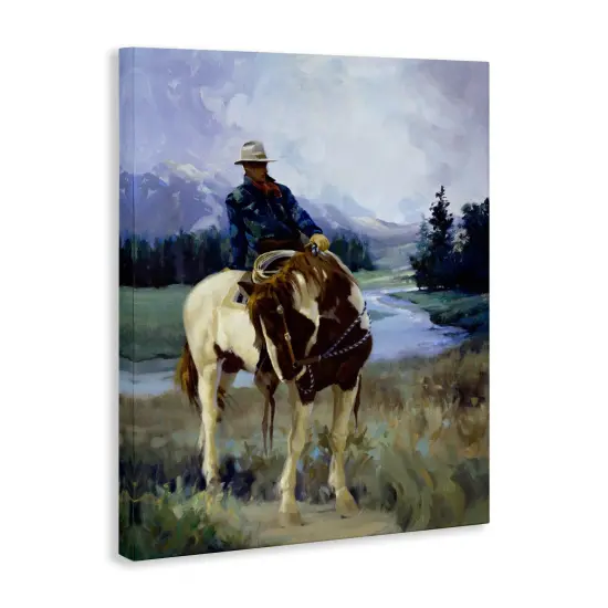 Stupell Industries Cowboy & Horse in Valley Canvas By Carolyne Hawley {3}