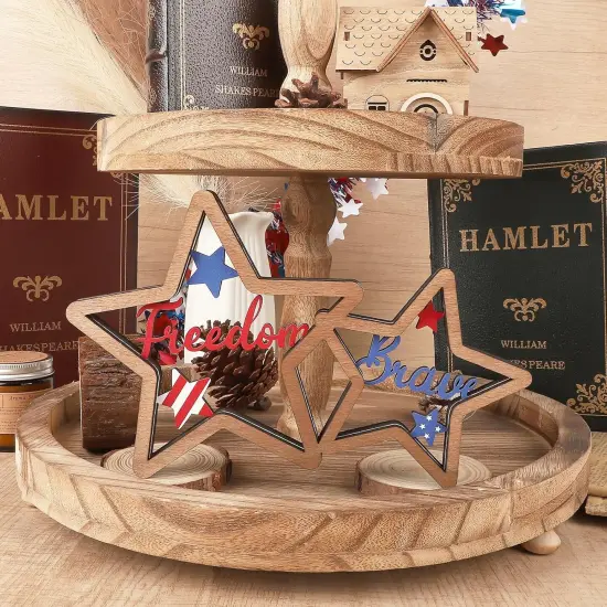 4th of July Wooden Star Decorations Red Blue and White {4}