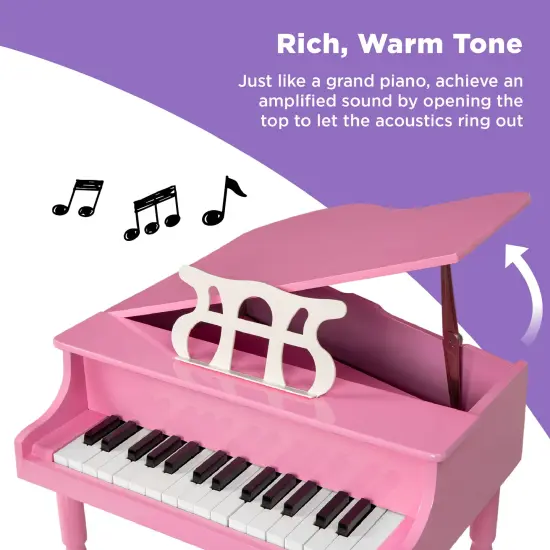 Best Choice Products Kids Classic 30-Key Mini Piano w/ Lid, Bench, Folding Music Rack, Song Book, Stickers Pink {4}