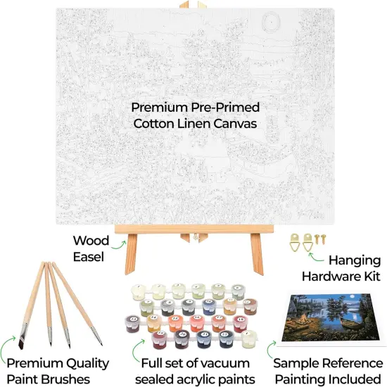 DIY Paint by Numbers Kit for Adults (Moonlight Bay 16" x 20" Framed) {2}