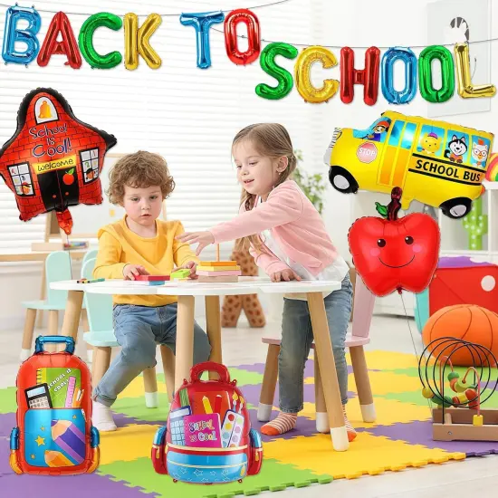 Schoolbag Bus Star House Apple Cute Balloon Accessories for School Opening First Day Party Decoration {2}