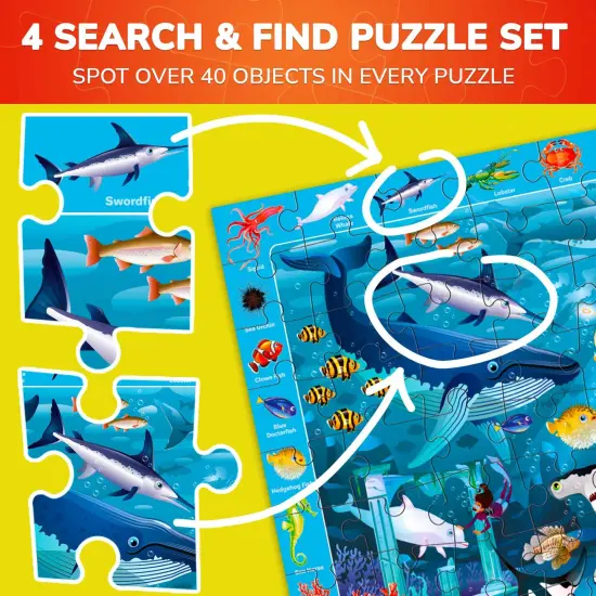100 Pcs Search & Find Puzzles for Kids | Forest & Ocean {3}