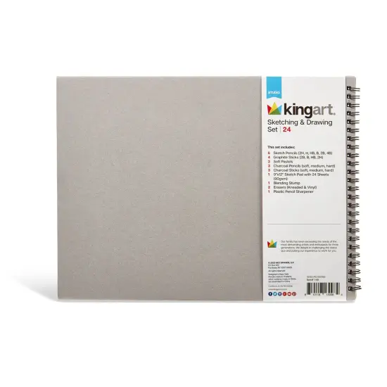 KINGART&reg; Sketching & Drawing Combo, Hardcover Book & 26 pc Pencil Set {4}