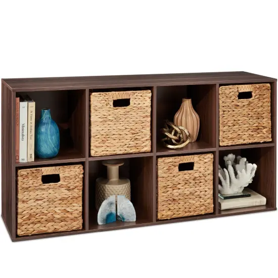 Best Choice Products 8-Cube Bookshelf, 11in Display Storage System, Organizer w/ Removable Back Panels Walnut {1}
