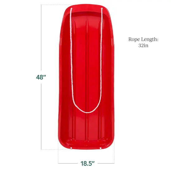 Best Choice Products 48in Kids Outdoor Plastic Sport Toboggan Winter Snow Sled Board Toy w/ Pull Rope Red {2}