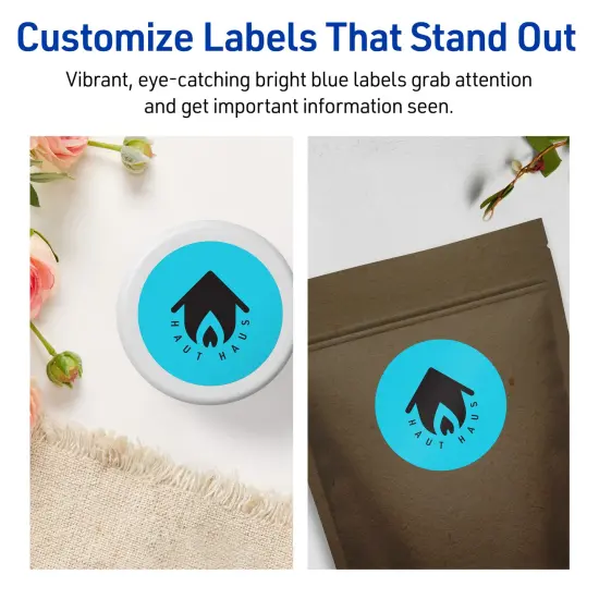 Avery Bright Blue Paper Labels, 3" Diameter Round {3}
