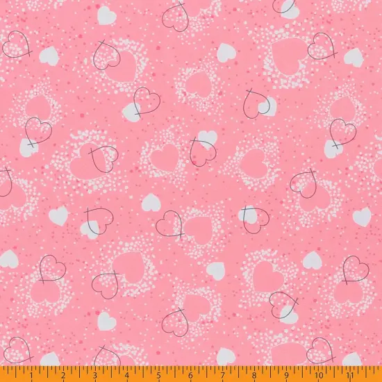 Mook Fabrics Hearts Adored Printed PUL Fabric [60 in. Wide] - By The Yard Pink {3}