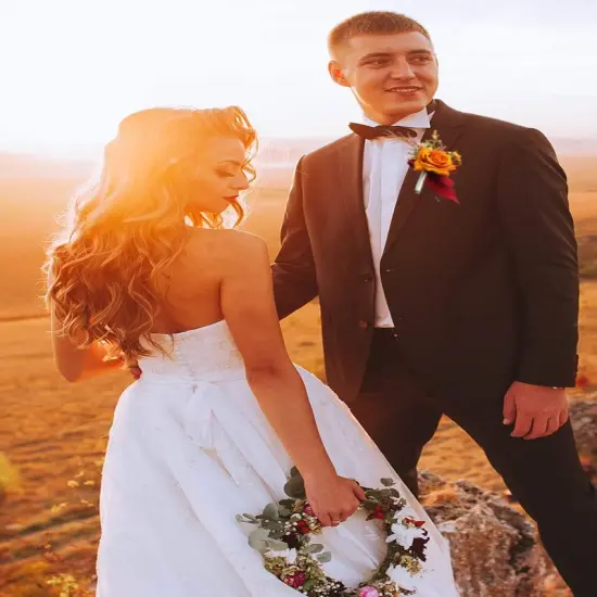 Burnt Orange Boutonniere for Men Set of 6 for Groom Best Man Groomsmen Artificial {3}