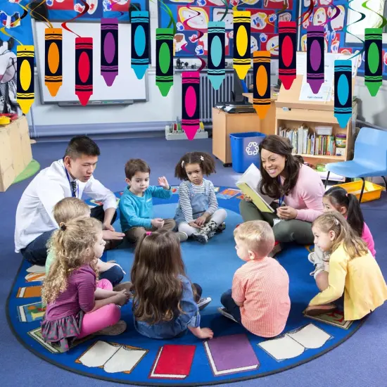 52 Pcs Back to School Crayon Hanging Swirls Decorations {5}