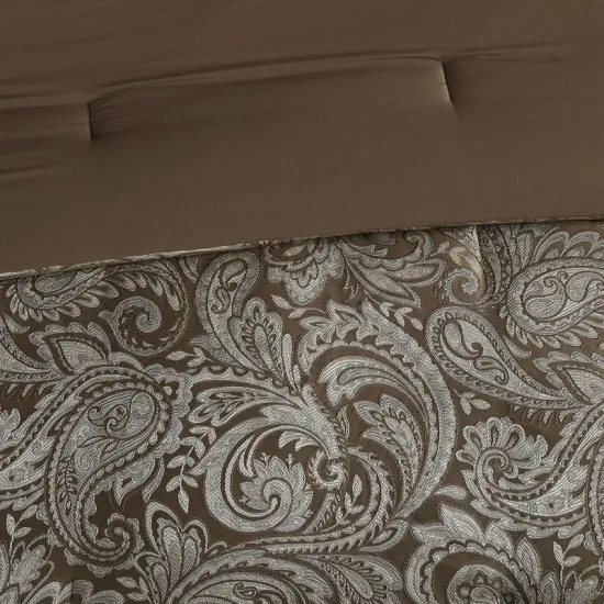 California King 12 Piece Reversible Cotton Comforter Set Hypoallergenic Bed In A Bag Brown and Blue {2}