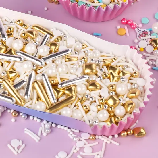 Gold Sugar Pearl Metallic Sprinkles for Cupcake Toppers {6}