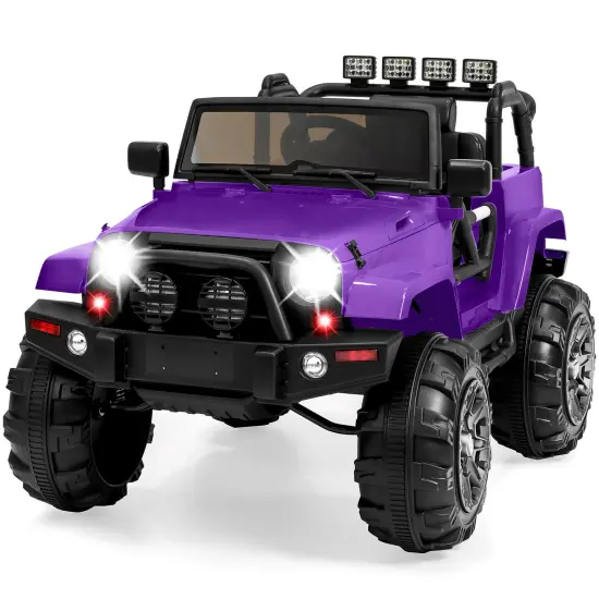 Best Choice Products 12V Kids Ride On Truck Car w/ Remote Control, Spring Suspension, Bluetooth, LED Lights Purple {1}