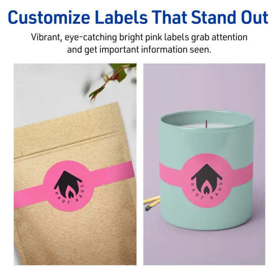 Avery Bright Pink Paper Labels, 2-3/8" x 8" Wraparound {3}