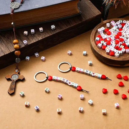 36 Sets Jesus Loves Me Beads Key Chain Crafts Kit for Jewelry Making {3}