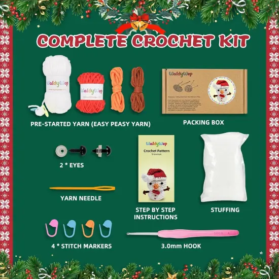 Christmas Snowman Crochet Kit for Beginners {3}