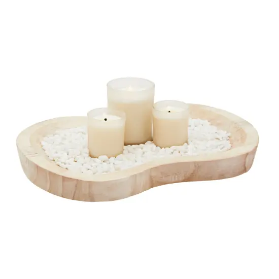 Handmade Wooden Dough Bowls for Decor, 8-Shaped Paulownia Wood Centerpiece (11 x 16 In) Brown {4}