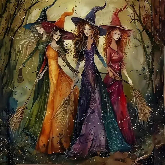 12x16inch - 5D Halloween Witch Diamond Painting Kits for Adults {1}
