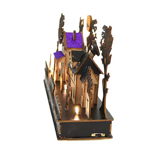 Kurt S. Adler 8.0 Inch Spooky Halloween Village Halloween Building , Lighted Halloween Decor Sound Lighted Black {3}