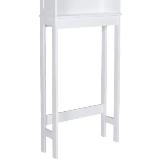 MDF Over-the-Toilet Bathroom Storage Cabinet with Adjustable Shelves and Doors White {4}