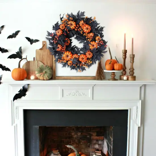Halloween Wreaths Black Maple Leaf Wreath - Orange {5}